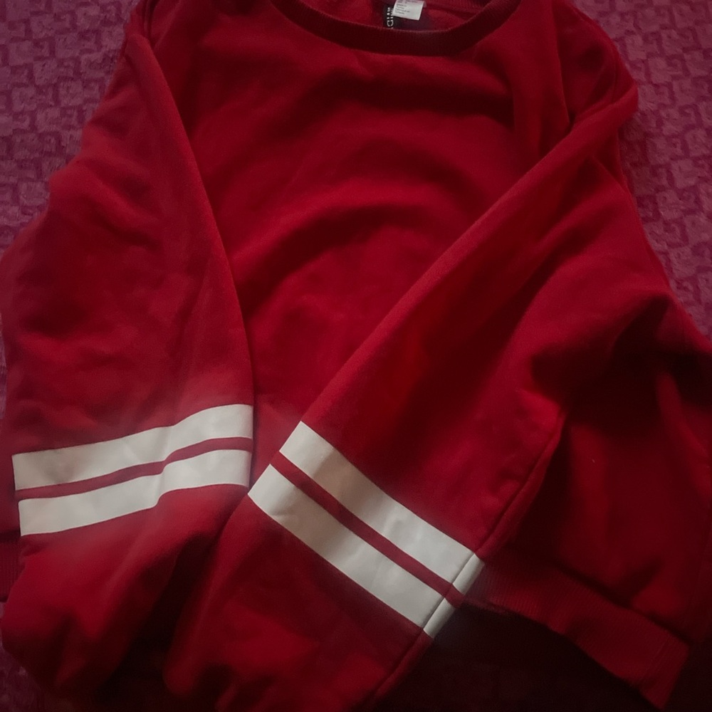H&M Red Sweater with White Stripes